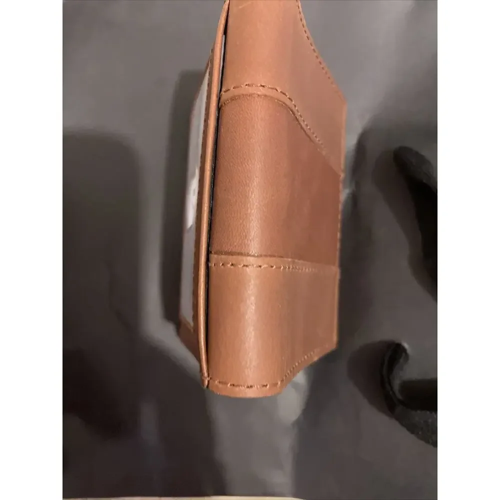 mens fossil coin cardcase bilfold leather brown new